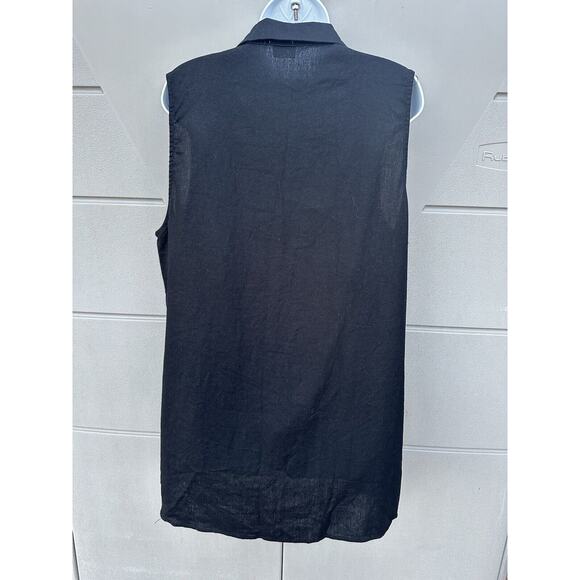 CottonOn Black Sleeveless Button Down Collared Shirt Dress Lagenlook Oversized S - Picture 4 of 10